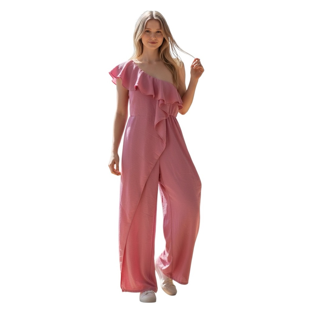 Elegant Pink Ruffle Jumpsuit